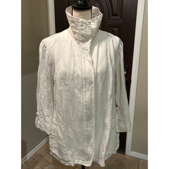 JM Collection WOMAN 100% Linen Zip Jacket - Picture 4 of 8